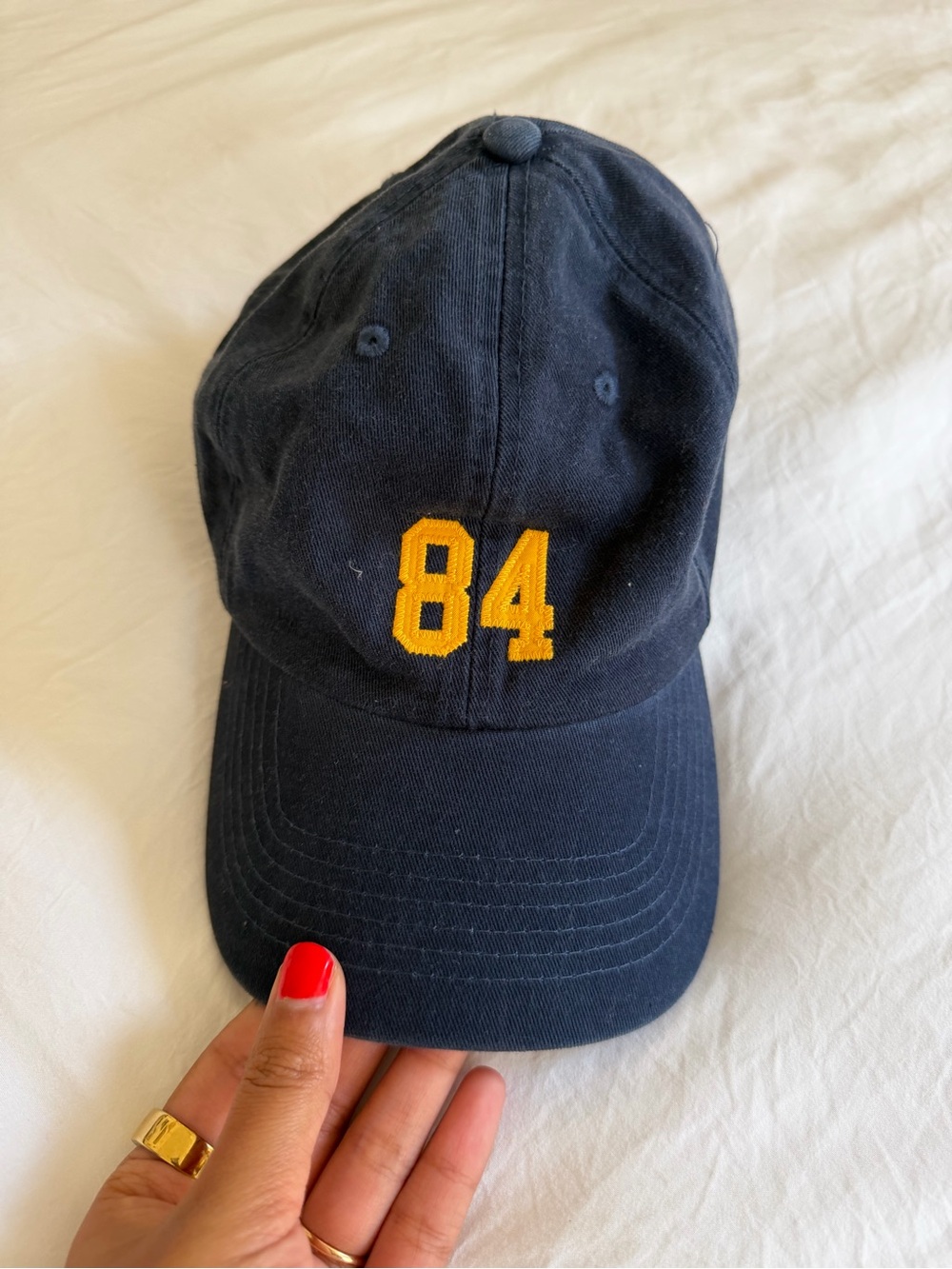 Brandy Melville Navy Cap with Yellow '84' Embroidery